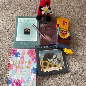 Gratitude and relaxation gift pkg LANG 2025 Calendar, book, journals, socks
